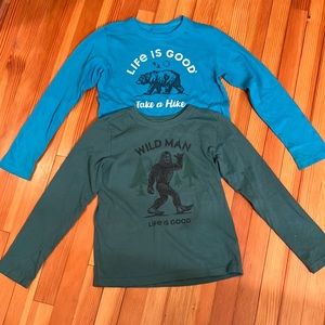 Two long sleeve Life is Good shirts